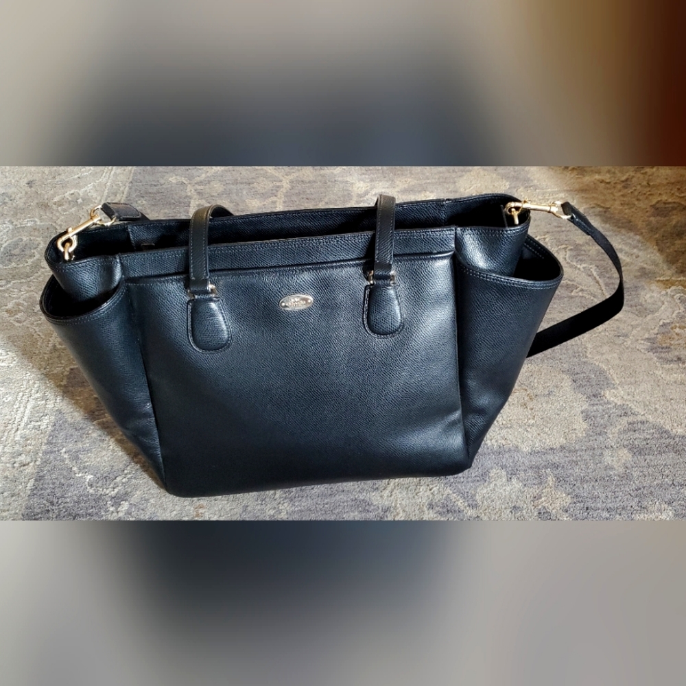 Coach Black Leather Tote Bag